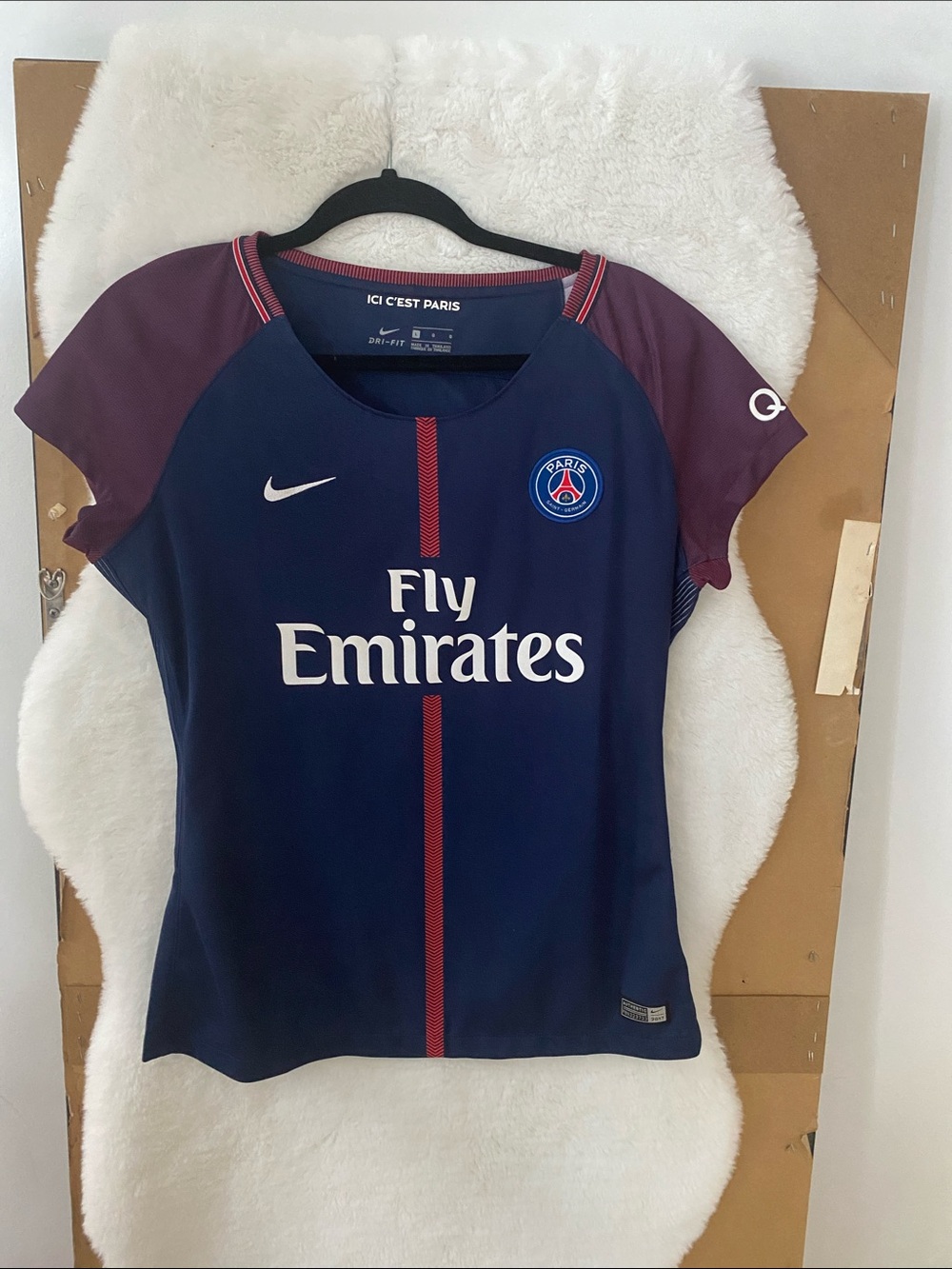Nike Navy and Burgundy PSG Fly Emirates Soccer Jersey